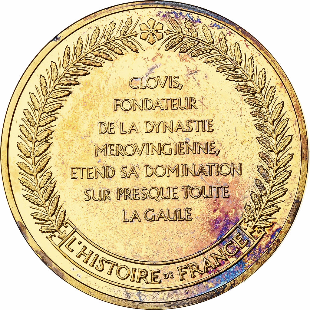 France, Medal, Clovis, Franklin Mint, Vermeil, Proof, MS(65-70)