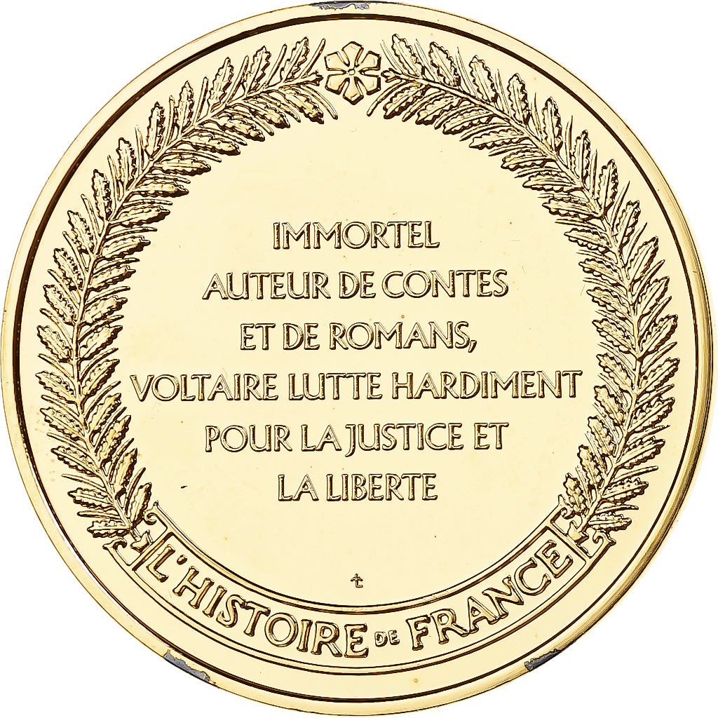 France, Medal, Voltaire, Franklin Mint, Vermeil, Proof, MS(65-70)