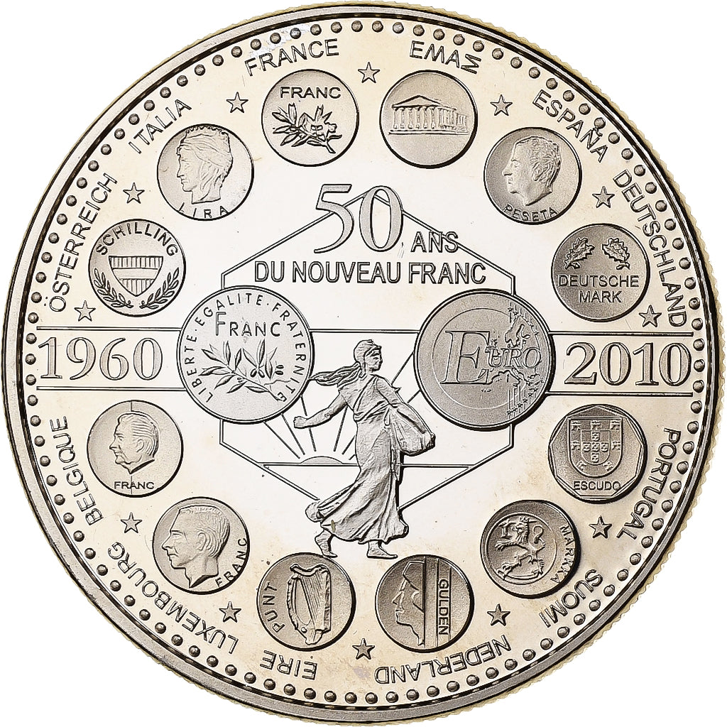 Francia, medaglia, L'Europe des XXVII, 50 ans du nouveau Franc, 2010, Utrecht