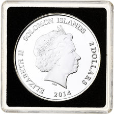 Solomon Islands, Elizabeth II, 2 Dollars, Néfertiti, 2014, Proof, Silver