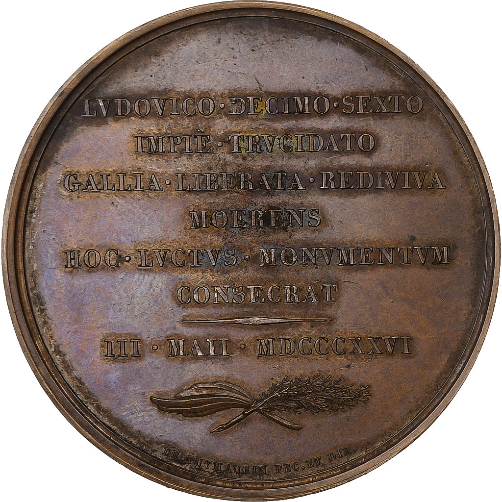 France, Médaille, Charles X, Monument à la mémoire de Louis XVI, 1826