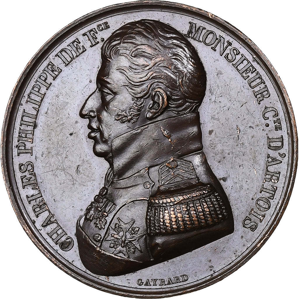 Francja, medal, Charles Philippe de France, 1814, Brązowy, Gayrard, AU(55-58)