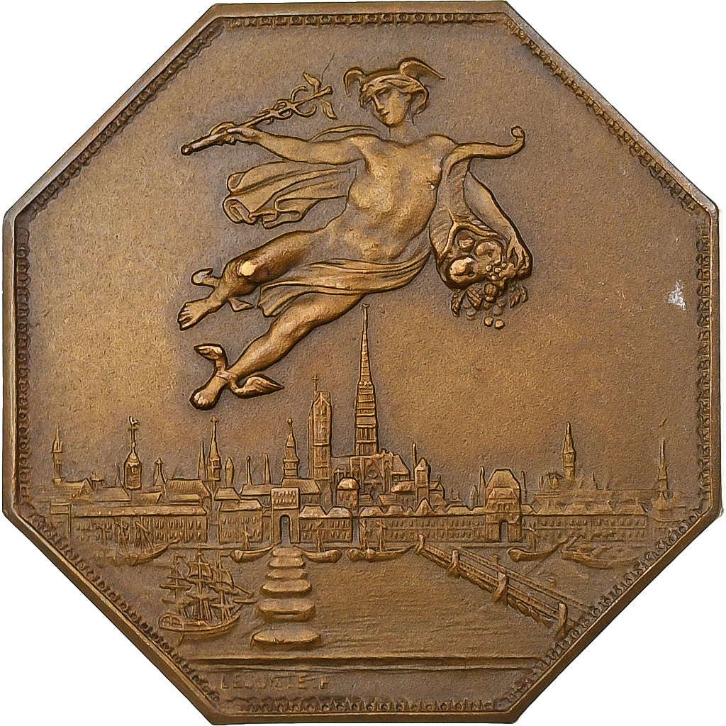 France, Jeton, Chambre de Commerce de Rouen, 1802, Bronze, SUP, Lecomte