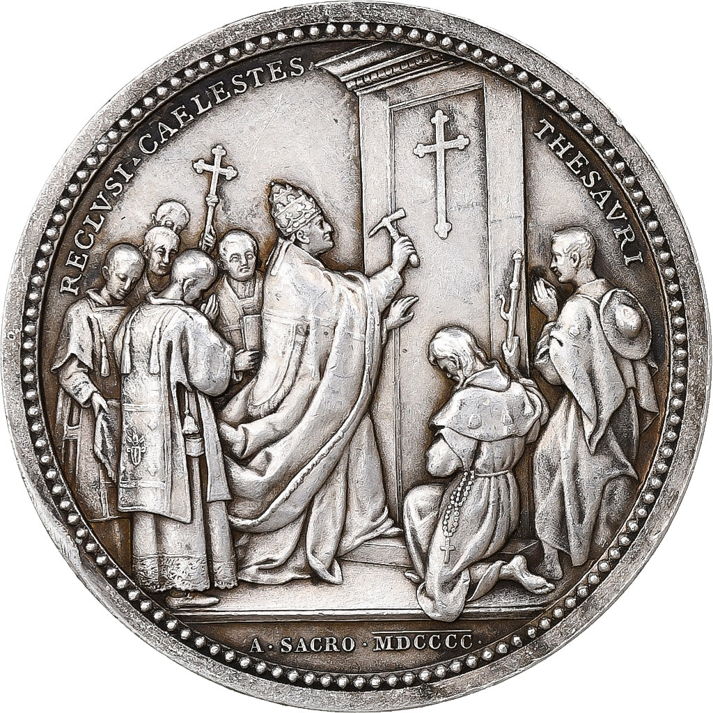 Francia, medalla, Leo XIII, Reclusi caelestes, 1900, Plata, Bianchi, MBC+