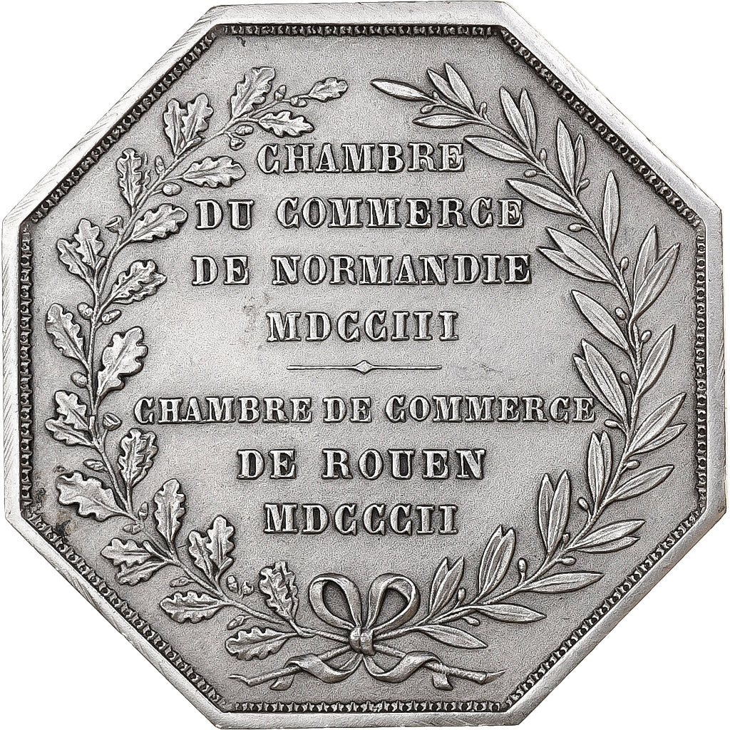 France, Token, Chambre de Commerce de Rouen, 1802, Silver, Lecomte, AU(55-58)