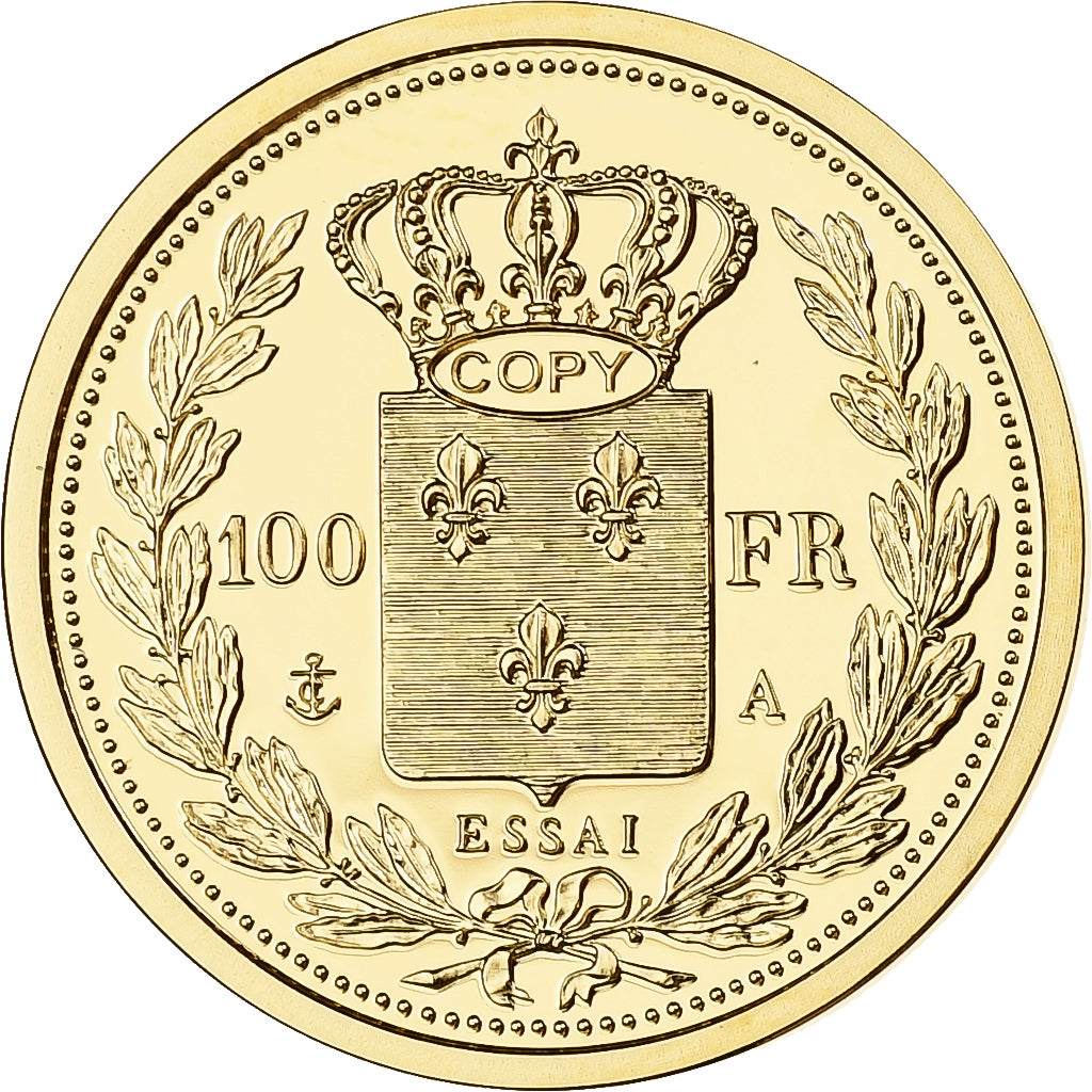 France, Token, Charles X, Reproduction de la 100 francs, Gold, Proof, MS(65-70)