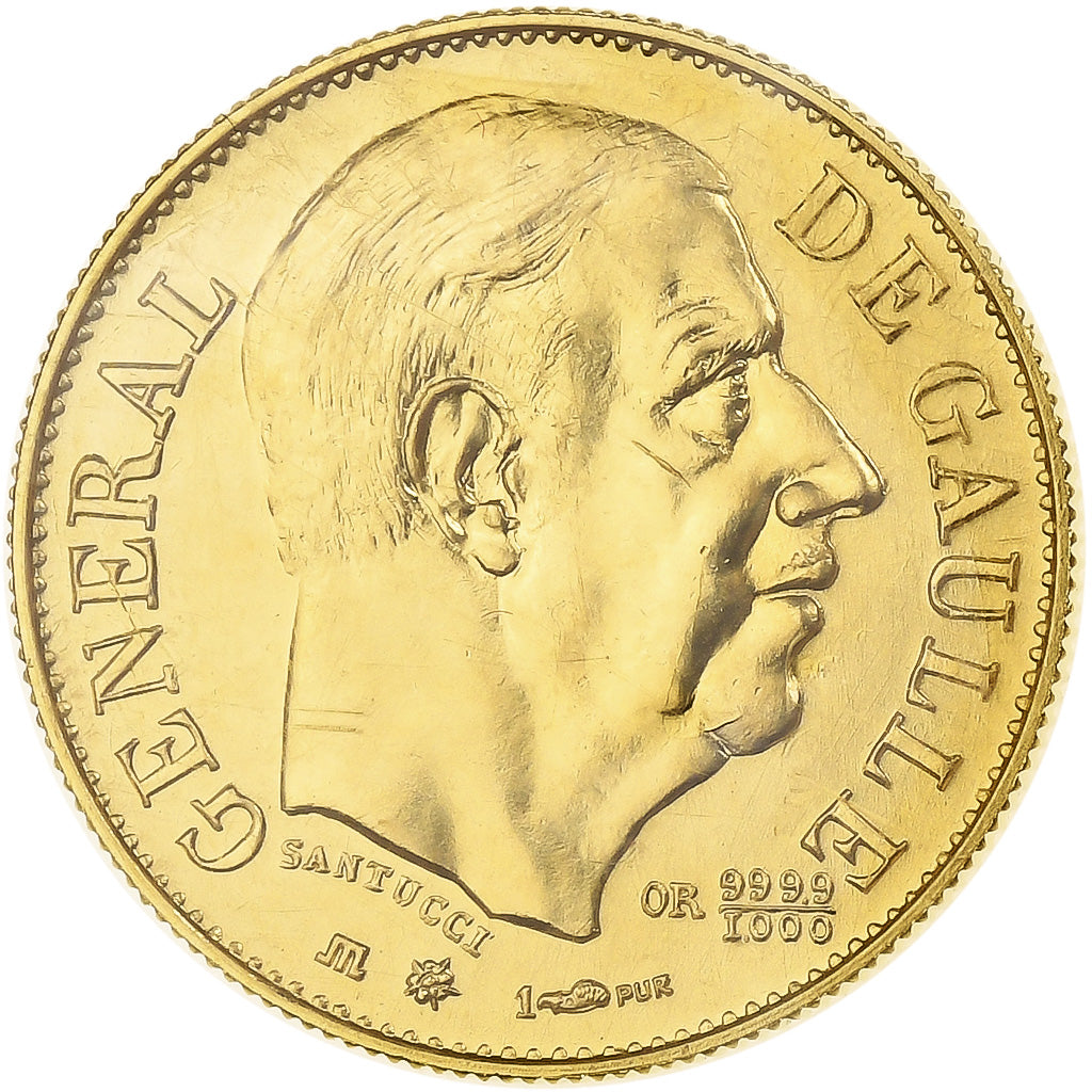 France, Token, Général De Gaulle, 1980, Monnaie de Paris, Gold, Santucci