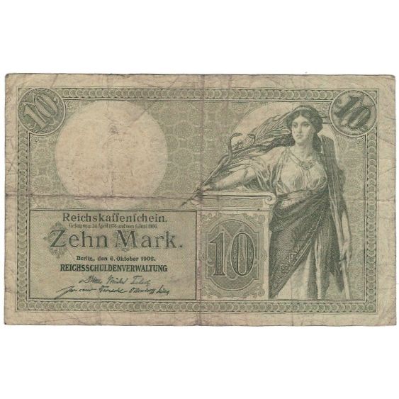 Banknote, Germany, 10 Mark, 1906, 1906-10-06, KM:9b, VF(20-25)