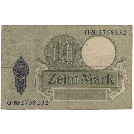 Banknote, Germany, 10 Mark, 1906, 1906-10-06, KM:9b, VF(20-25)