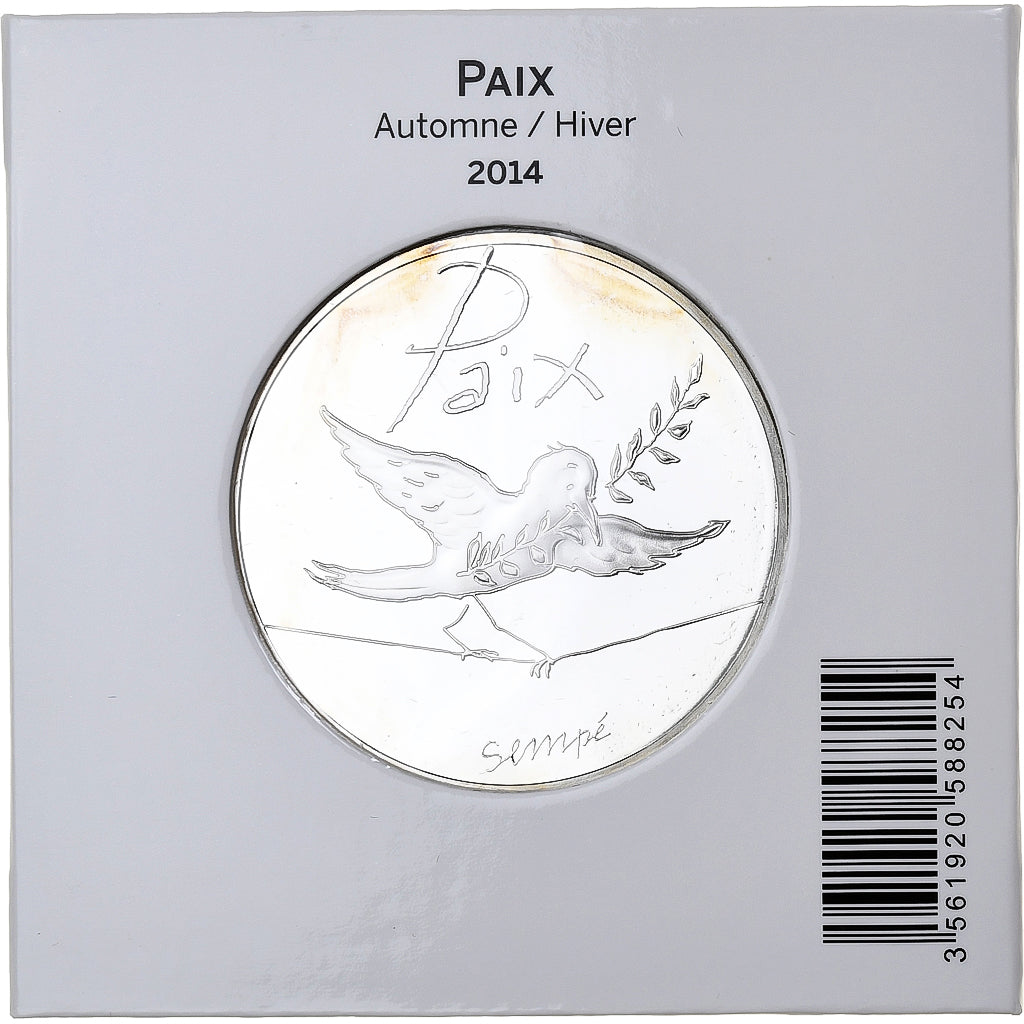 France, 50 Euro, Sempé - Paix - Automne/Hiver, BE, 2014, MDP, Argent, FDC