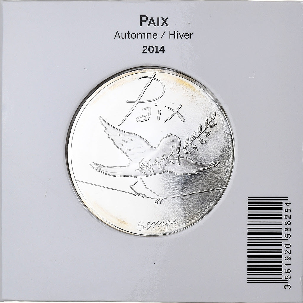 France, 50 Euro, Sempé - Paix - Automne/Hiver, BE, 2014, MDP, Argent, FDC