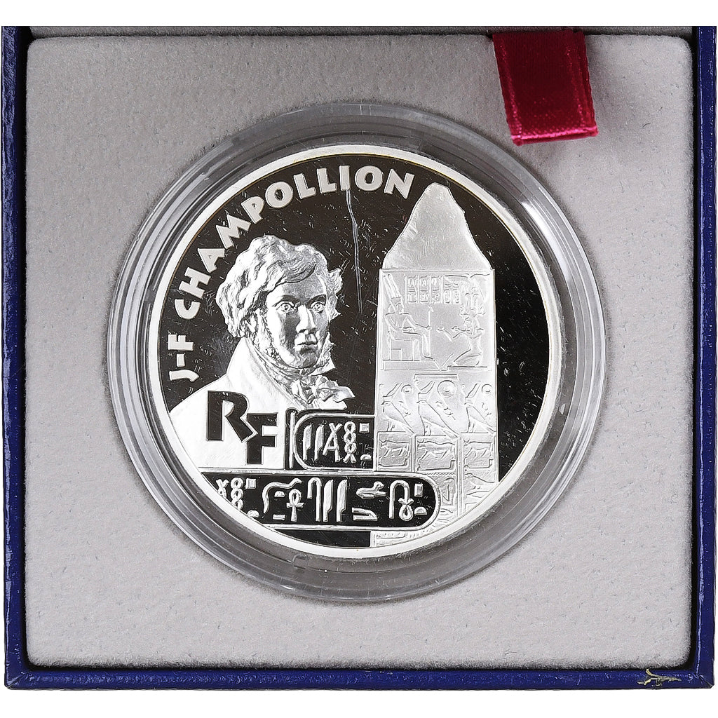 France, 10 Francs, Champollion, Trésor du nil, 1998, MDP, BE, Argent, FDC