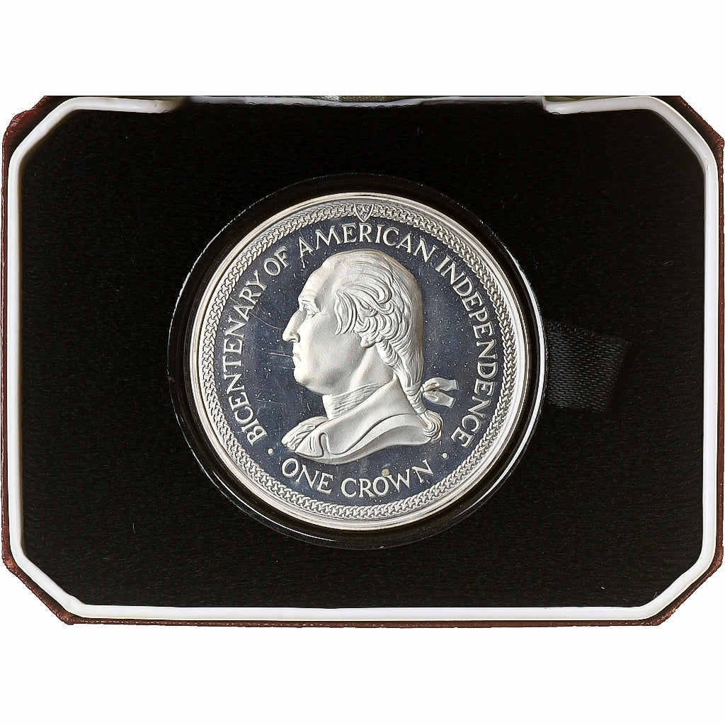 Ilha de Man, Elizabeth II, Crown, Washington, 1976, Pobjoy Mint, Proof, Prata