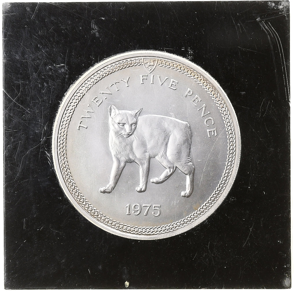 Isle of Man, Elizabeth II, Crown, Manx Cat, 1975, Pobjoy Mint, Kupfer-Nickel