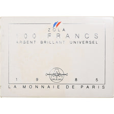 Francia, 100 Francs, Emile Zola Germinal, 1985, MDP, BU, Argento, FDC, KM:957a