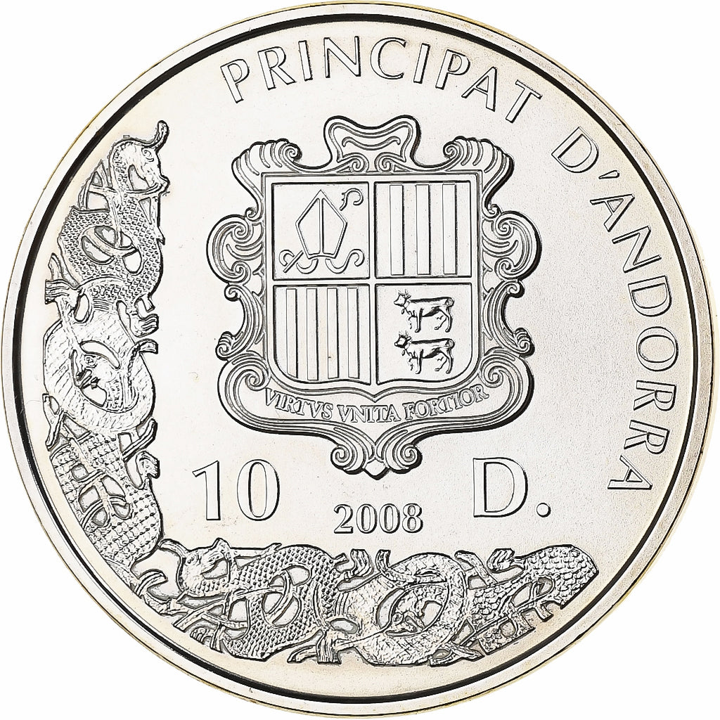 Andorra, 10 Diners, God Thor, 2008, FS, Argento, FDC, KM:407