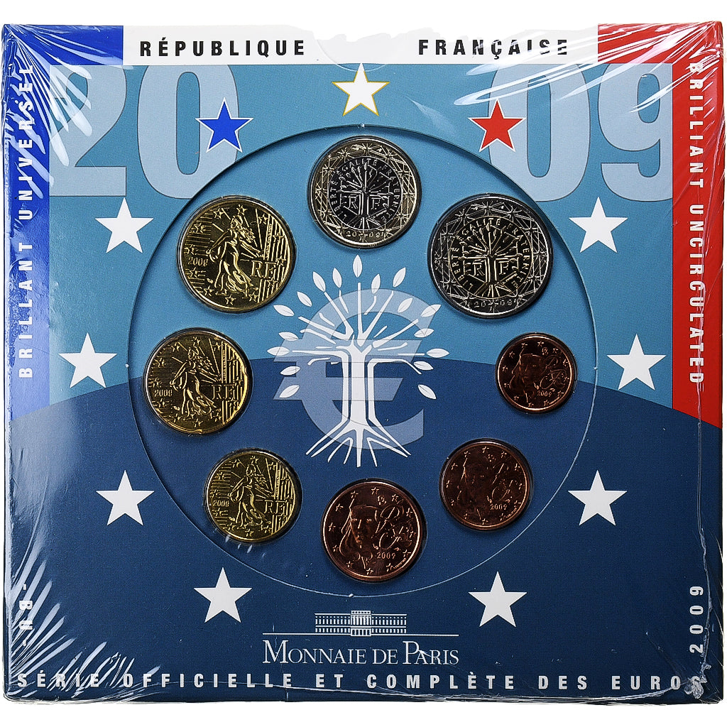 France, Coffret 1c. à 2€, BU, 2009, Monnaie de Paris, MS(65-70)