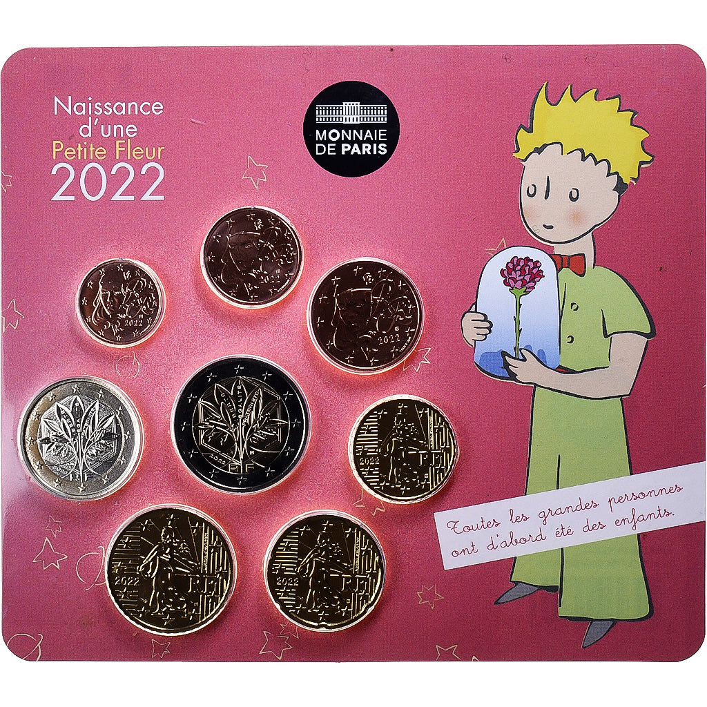 France, Coffret 1c. à 2€, Petit Prince, Naissance d'une Petite Fleur, BU