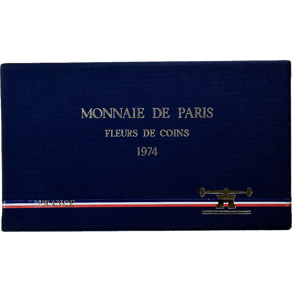 France, Coffret 1 c. à 50 frs., 1974, Monnaie de Paris, FDC, MS(65-70)