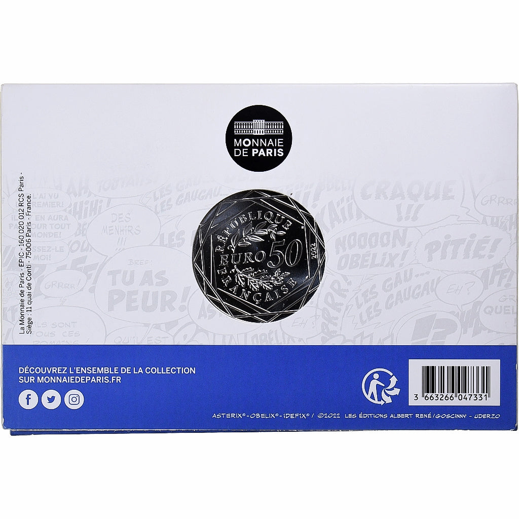 Francia, 50 Euro, Astérix - Esprit de famille, Prueba, 2022, MDP, Plata, FDC