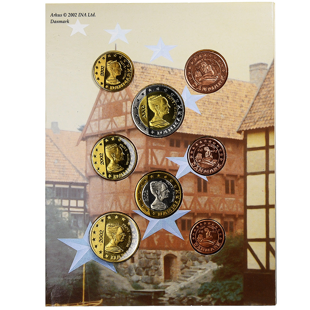Dinamarca, Pattern euro set, Proof, 2002, N/D, MS(65-70)