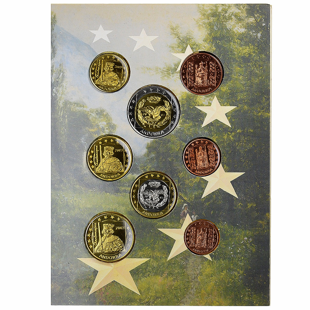 Andorra, Pattern euro set, Proof, 2003, MS(65-70)