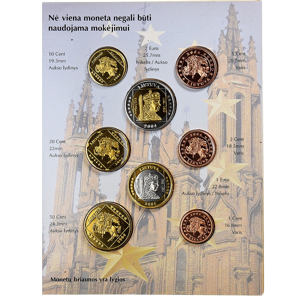 Litwa, Pattern euro set, Proof, 2004, ND, MS(65-70)