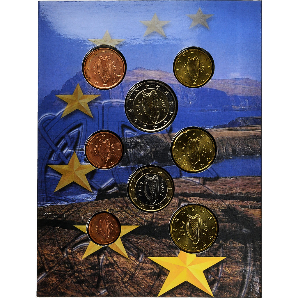Ireland, 1 Cent to 2 Euro, BU, 2002, Dublin, MS(65-70)
