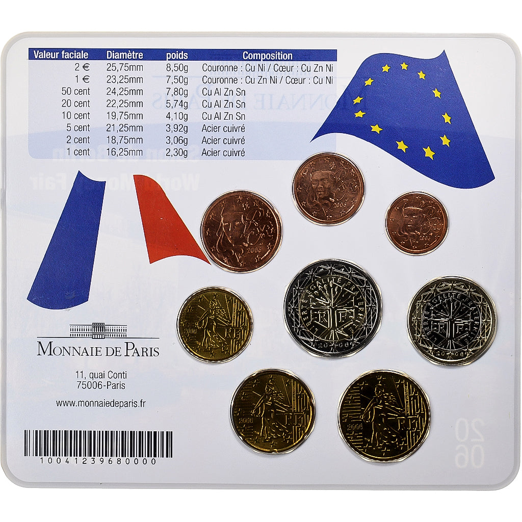 France, 1 Cent to 2 Euro, Salon de Berlin World Money Fair, BU, 2006, MDP