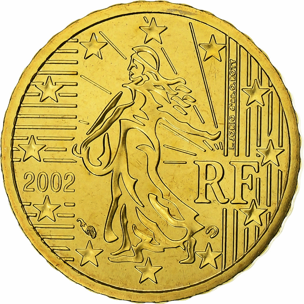 France, 10 Euro Cent, BU, 2002, Monnaie de Paris, Nordic gold, MS(65-70)