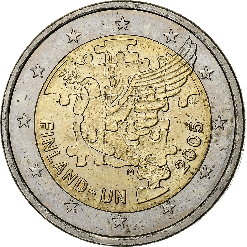 Finlandia, 2 Euro, Finland in UN, BU, 2005, Vantaa, Bimetaliczny, AU(55-58)