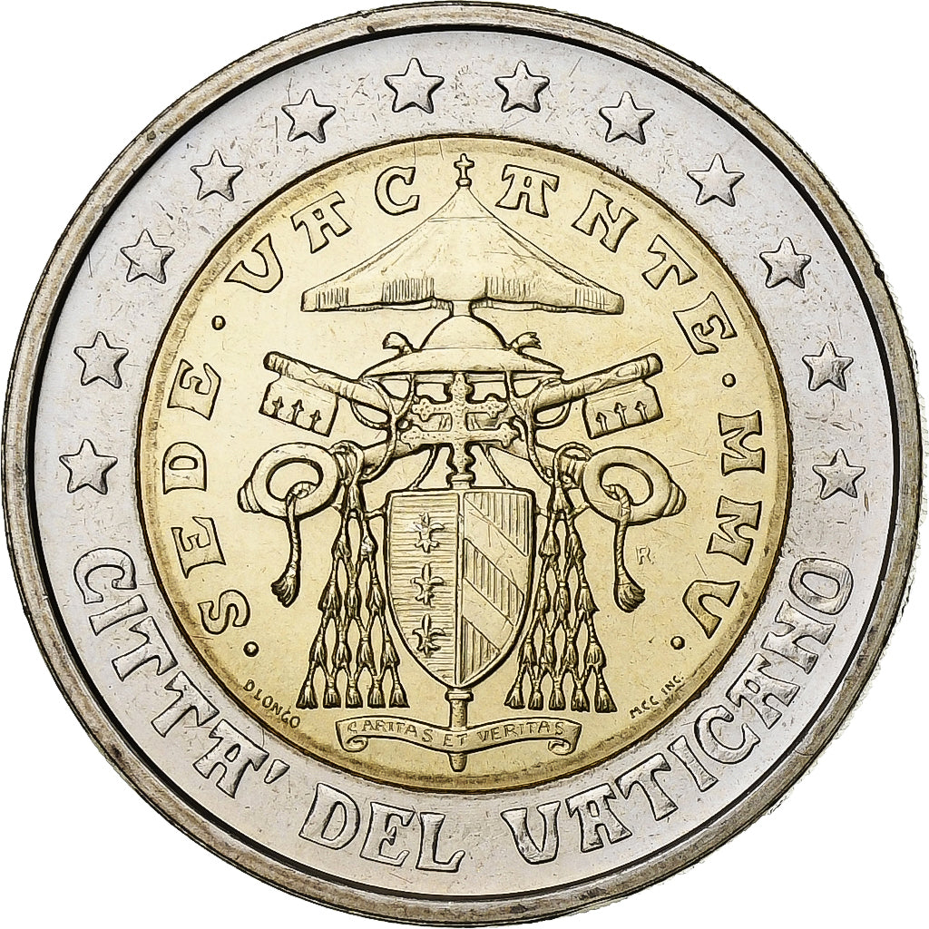 Vatican, Sede Vacante, 2 Euro, BU, 2005, Rome, Bi-Metallic, MS(63)