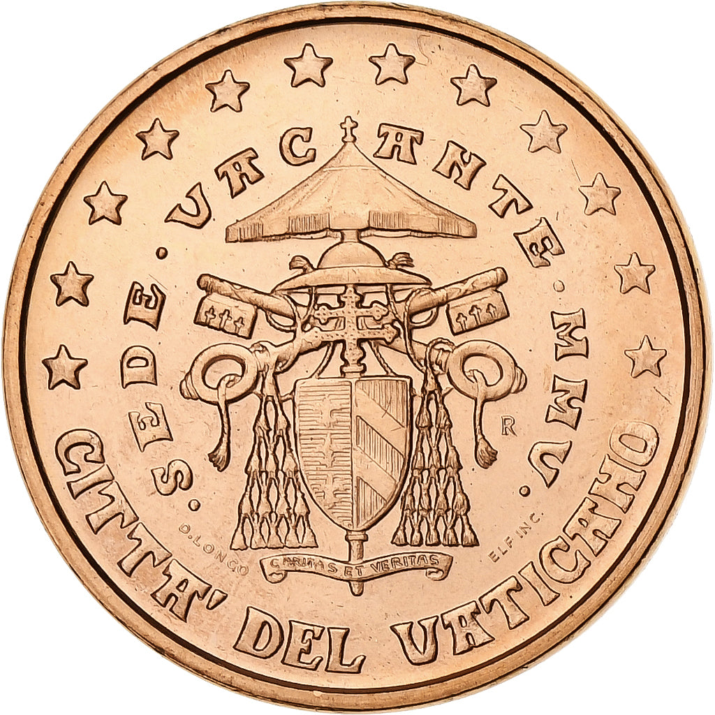Vatican, Sede Vacante, 5 Euro Cent, BU, 2005, Rome, Copper Plated Steel, MS(63)