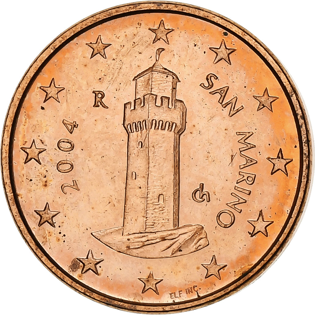 San Marino, Euro Cent, BU, 2004, Rome, Aço Cromado a Cobre, AU(55-58)