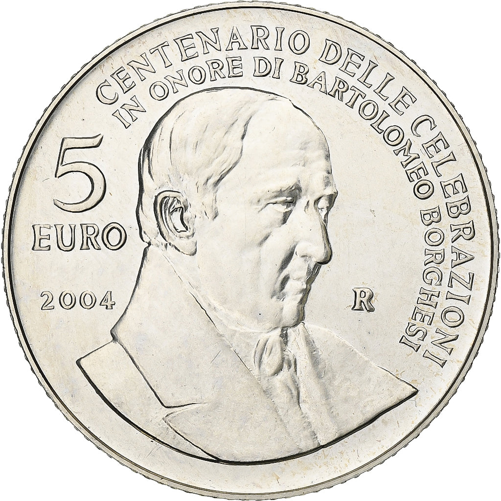 San Marino, 5 Euro, Bartolomeo Borghese, BU, 2004, Rome, Srebro, MS(63)