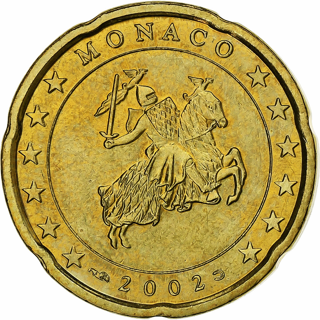 Monaco, Rainier III, 20 Euro Cent, BU, 2002, Monnaie de Paris, Nordic gold, SPL