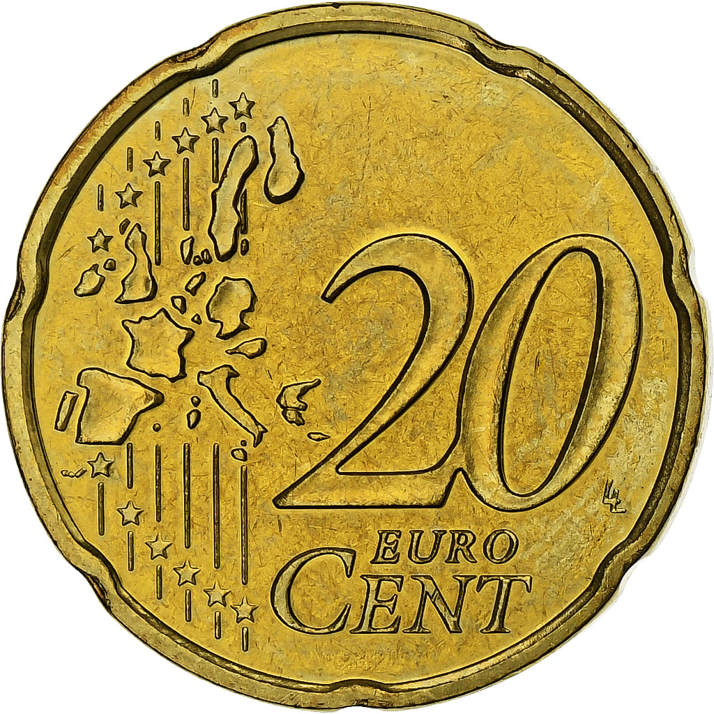 Monaco, Rainier III, 20 Euro Cent, BU, 2002, Monnaie de Paris, Nordic gold, SPL