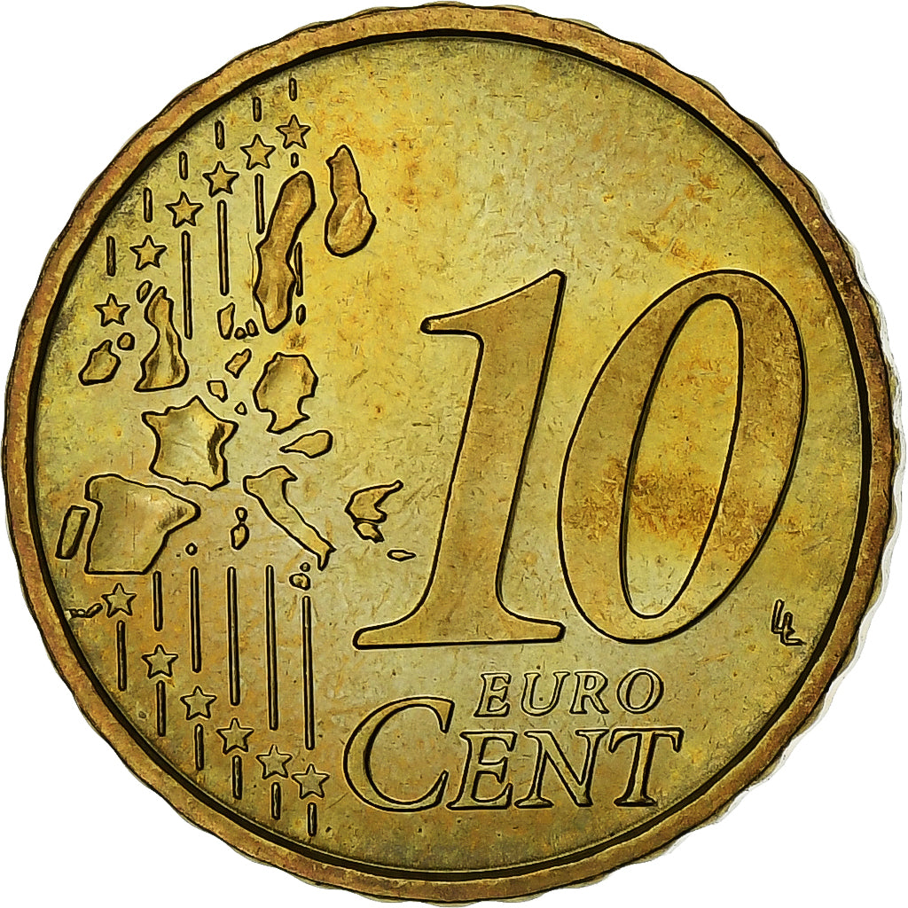 Monaco, Rainier III, 10 Euro Cent, BU, 2002, Monnaie de Paris, Nordic gold, UNC-