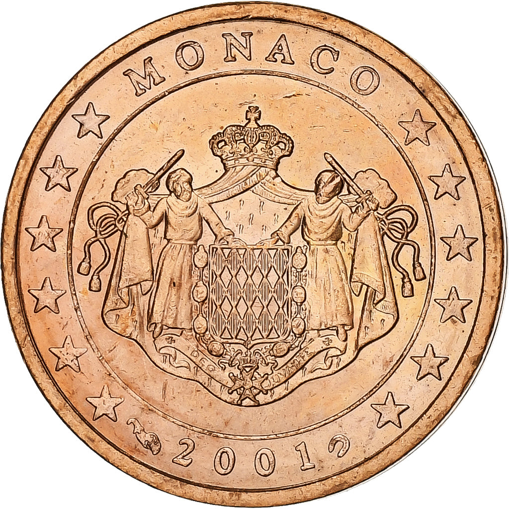 Monaco, Rainier III, 2 Euro Cent, BU, 2001, Monnaie de Paris, Copper Plated