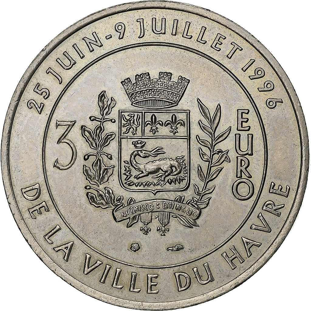 França, 3 Euro du Havre, Pont de Normandie, 1996, Níquel, AU(55-58)