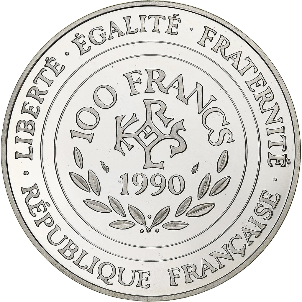 France, 100 Francs / 15 Écus, Charlemagne, 1990, Monnaie de Paris, Proof