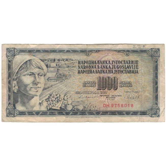 Banknote, Yugoslavia, 1000 Dinara, 1978, KM:92d, VG(8-10)