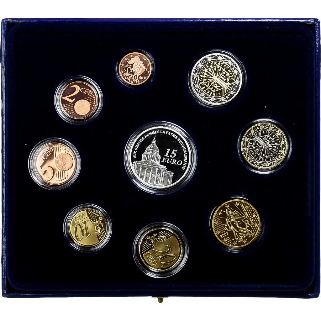France, Coffret 1c. à 15€, Panthéon, Proof, 2007, Monnaie de Paris