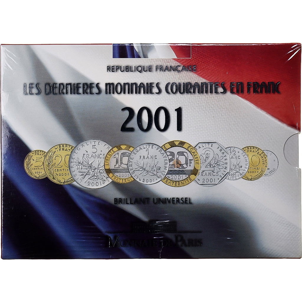 France, Coffret 1 c. à 20 frs., 2001, Monnaie de Paris, BU, MS(65-70)