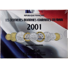 France, Coffret 1 c. à 20 frs., 2001, Monnaie de Paris, BU, MS(65-70)