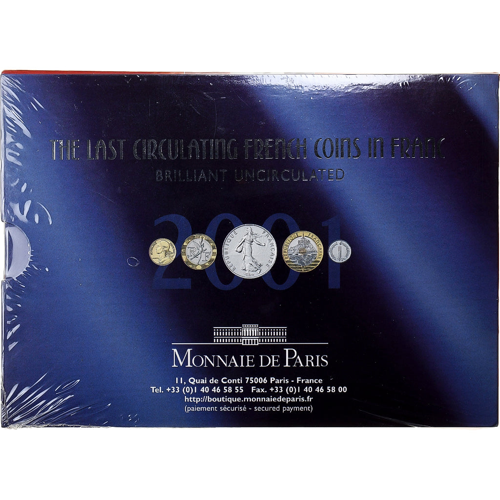 France, Coffret 1 c. à 20 frs., 2001, Monnaie de Paris, BU, MS(65-70)