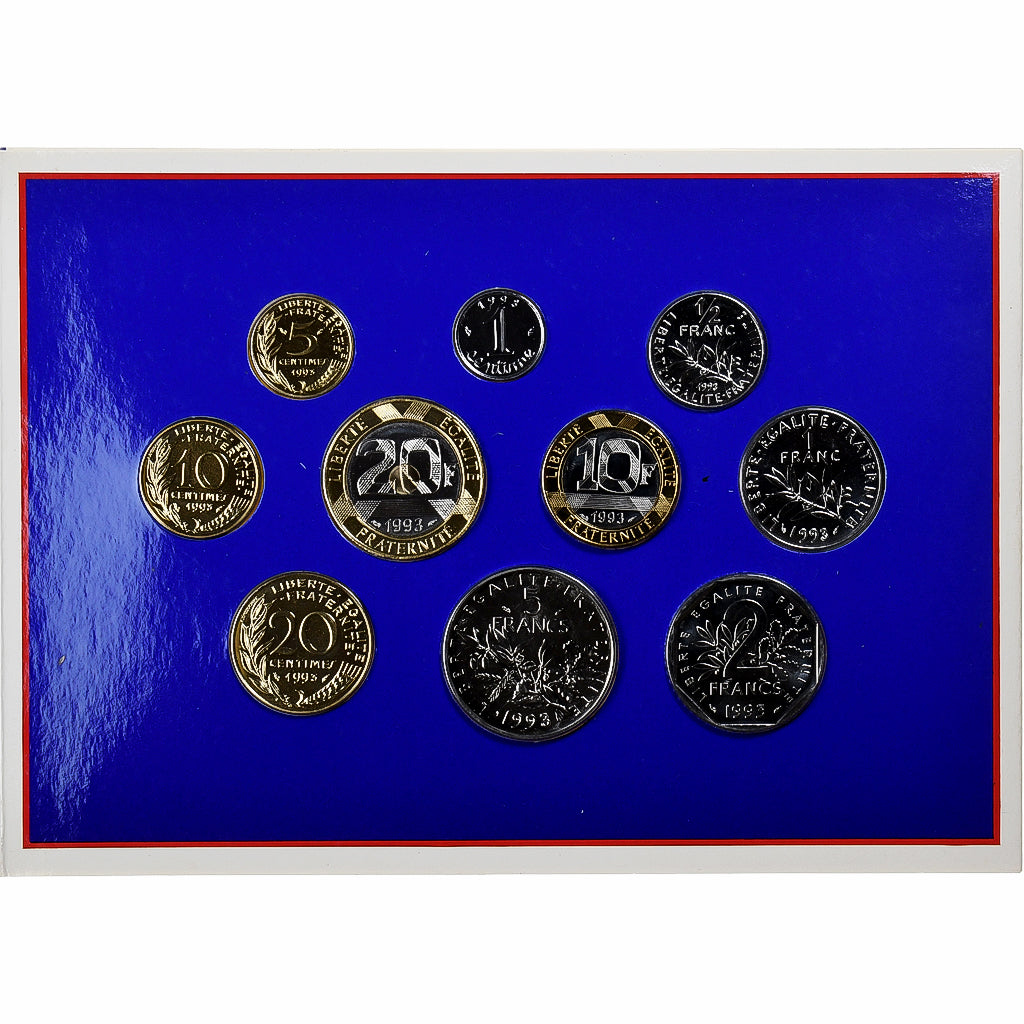 France, Coffret 1 c. à 20 frs., 1993, Monnaie de Paris, BU, MS(65-70)
