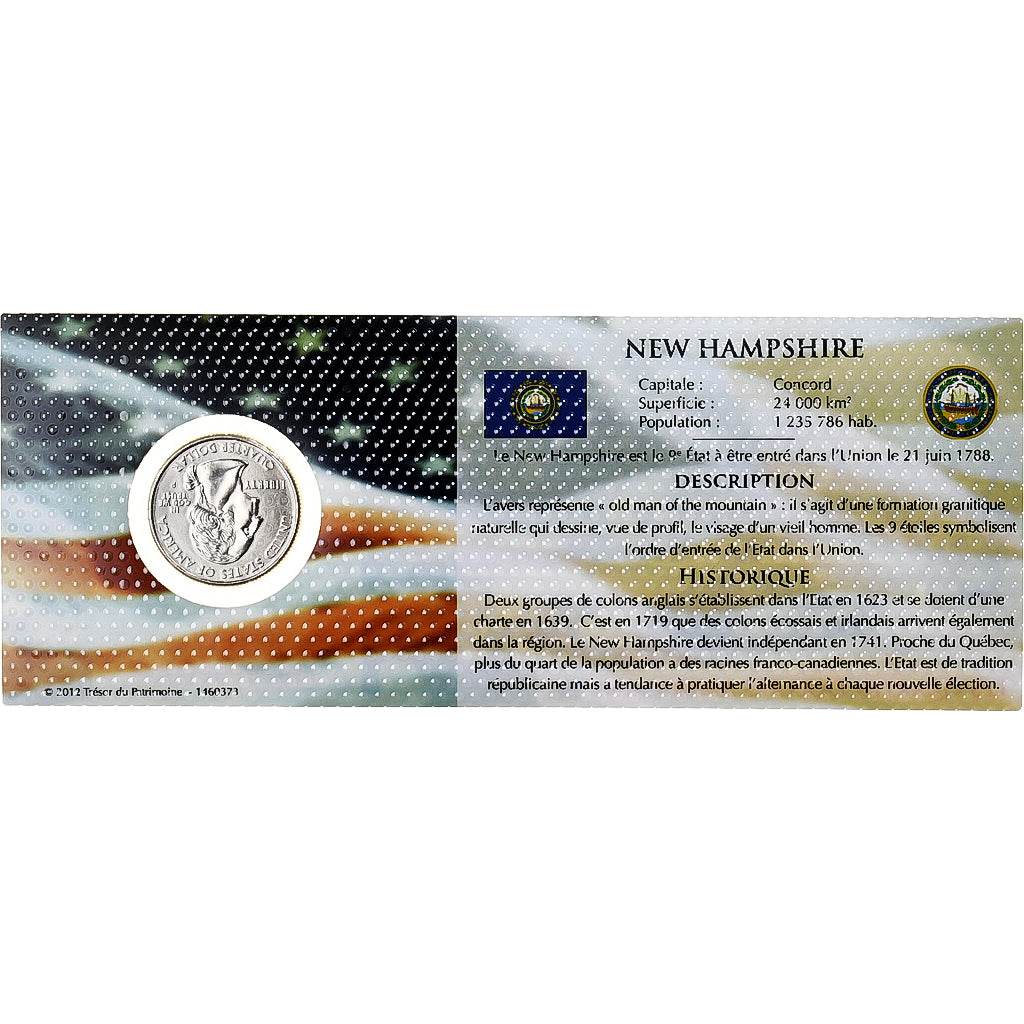 Stati Uniti, quarter dollar, New Hampshire, 2000, Philadelphia, Rame-nichel