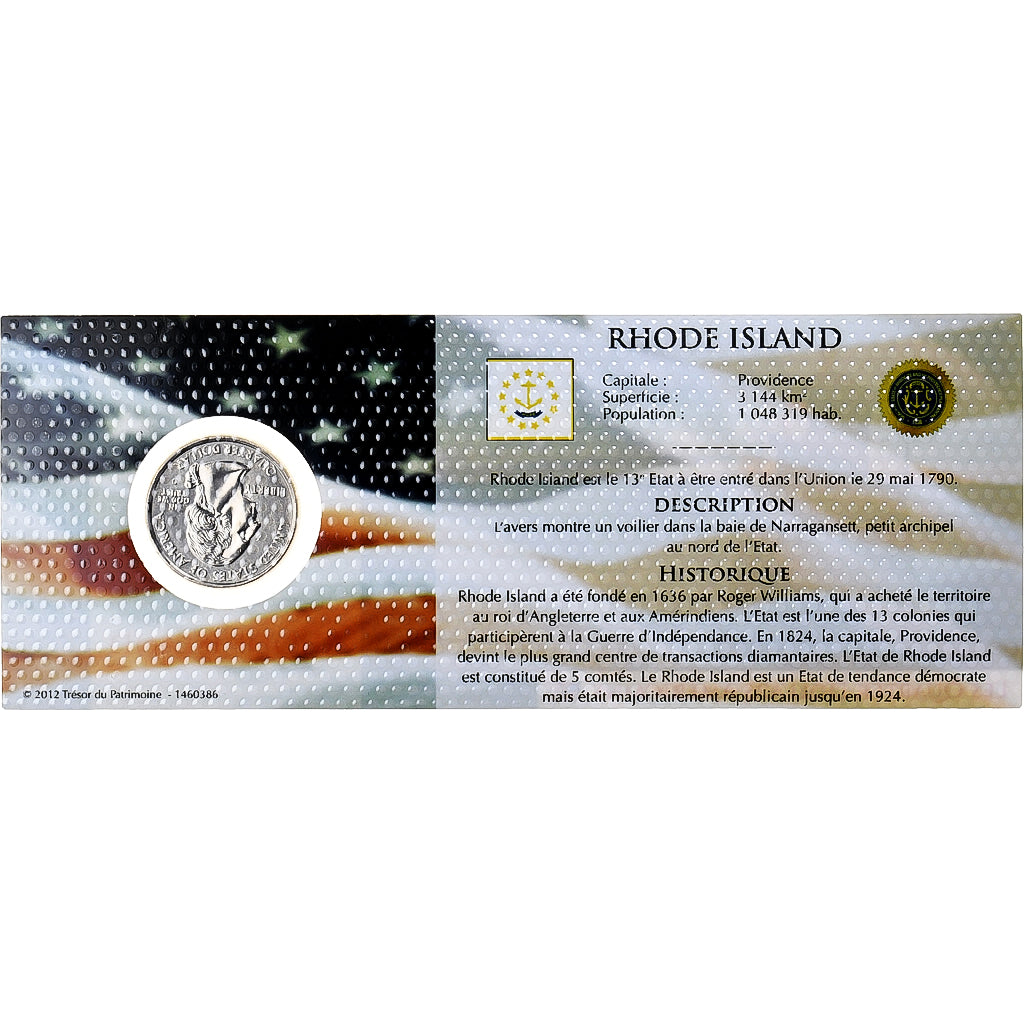 United States, quarter dollar, Rhode Island, 2001, Philadelphia, Copper-nickel