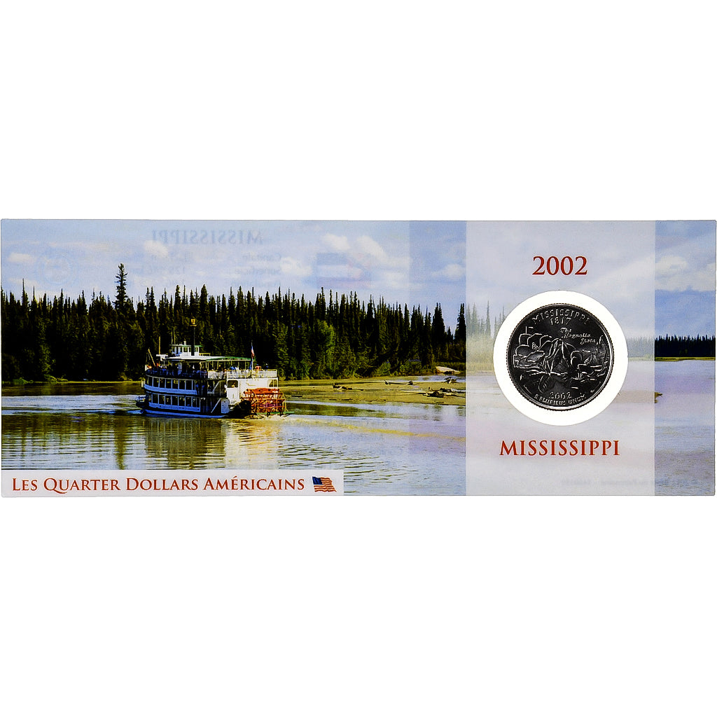 Estados Unidos, quarter dollar, Mississippi, 2002, Philadelphia, Cobre -